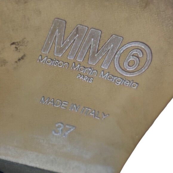 MM6 MAISON MARTIN MARGIELA 37 Hidden Wedge Leather Ankle Boot Bootie Block Heel - Picture 10 of 10